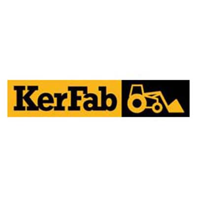KerFab Logo - Yellow and black background, tractor icon